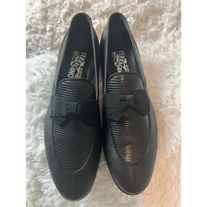 Salvatore Ferragamo Men's Lizard Leather Tuxedo Loafers - Size 10.5D